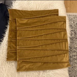 2 Gold Velvet Accent Pillowcases. 19”x19”